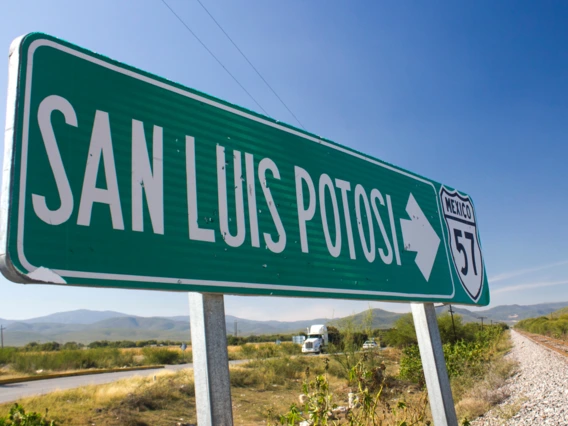 green road sign in San Luis Potosi, Mexico