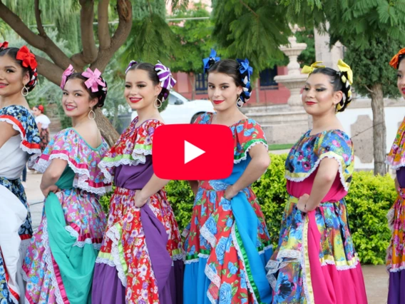Young women in traditional Mexican folkloric customes