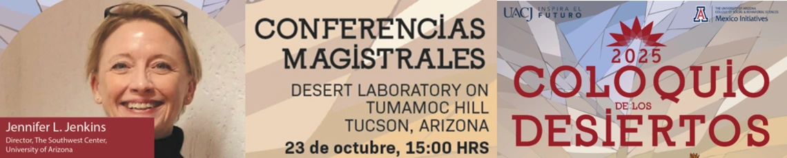 Portrait of Jennifer Jenkins and Coloquios del Desierto logo