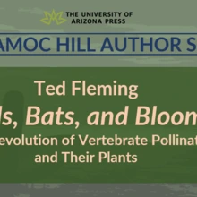Ted fleming portrait and cover of his book Birds, Bats and Blooms