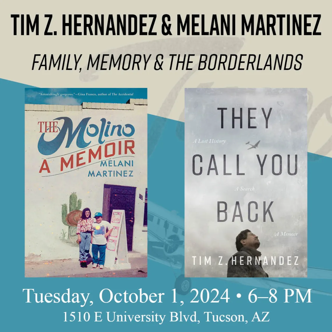 Covers of Tim Hernandez and Mele Martinez's books