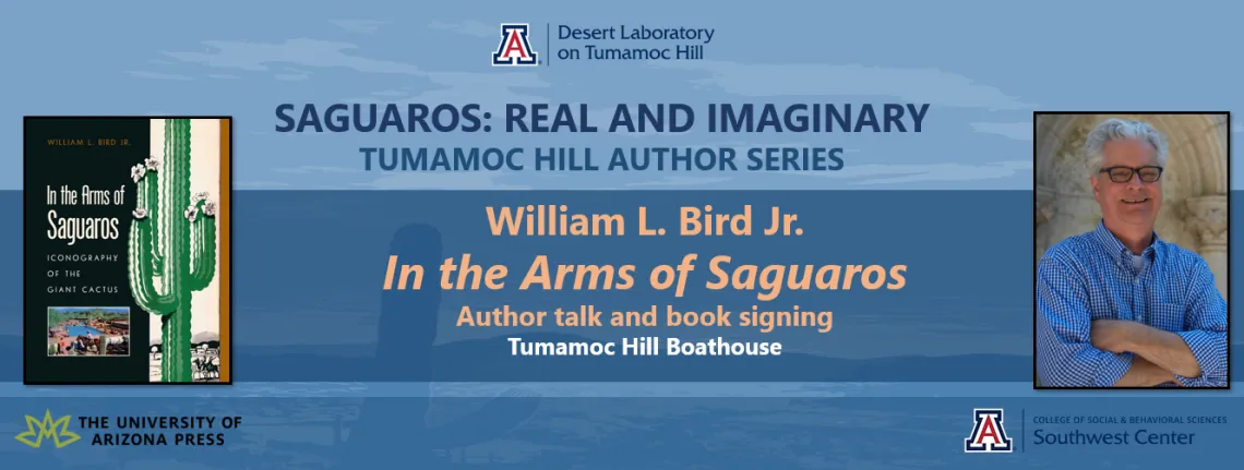 Lawrence Bird and book cover of In the Arms of Saguaros