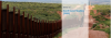 Picture of the US Mexico Border with rolling hills and mountains in the background